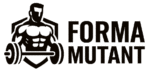 Forma mutant oraz logo umięśnionego mężczyzny trzymającego sztangę