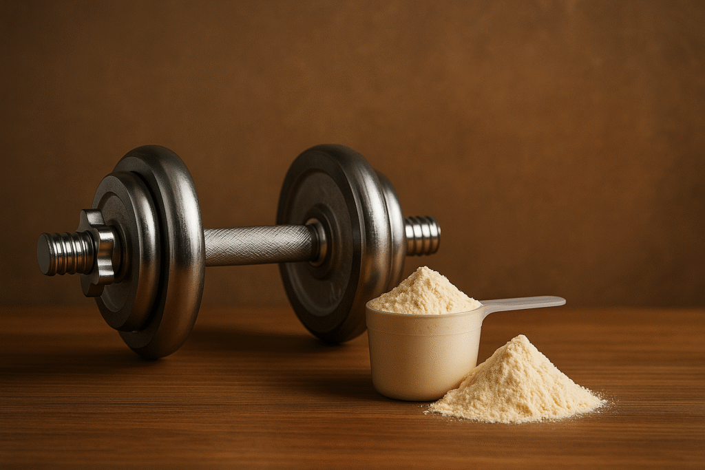 Hantel i białko serwatkowe – idealne połączenie dla budowy masy mięśniowej, regeneracji i maksymalnych efektów treningu siłowego.
